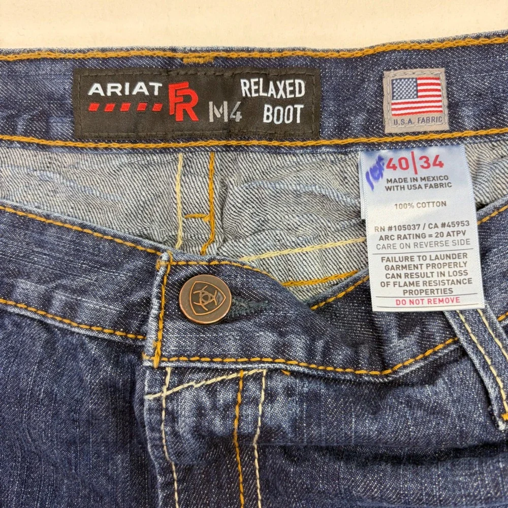 Ariat M4 Relaxed Boot FR Jeans Mens 40x34 Blue Flame Resistant Workwear Utility